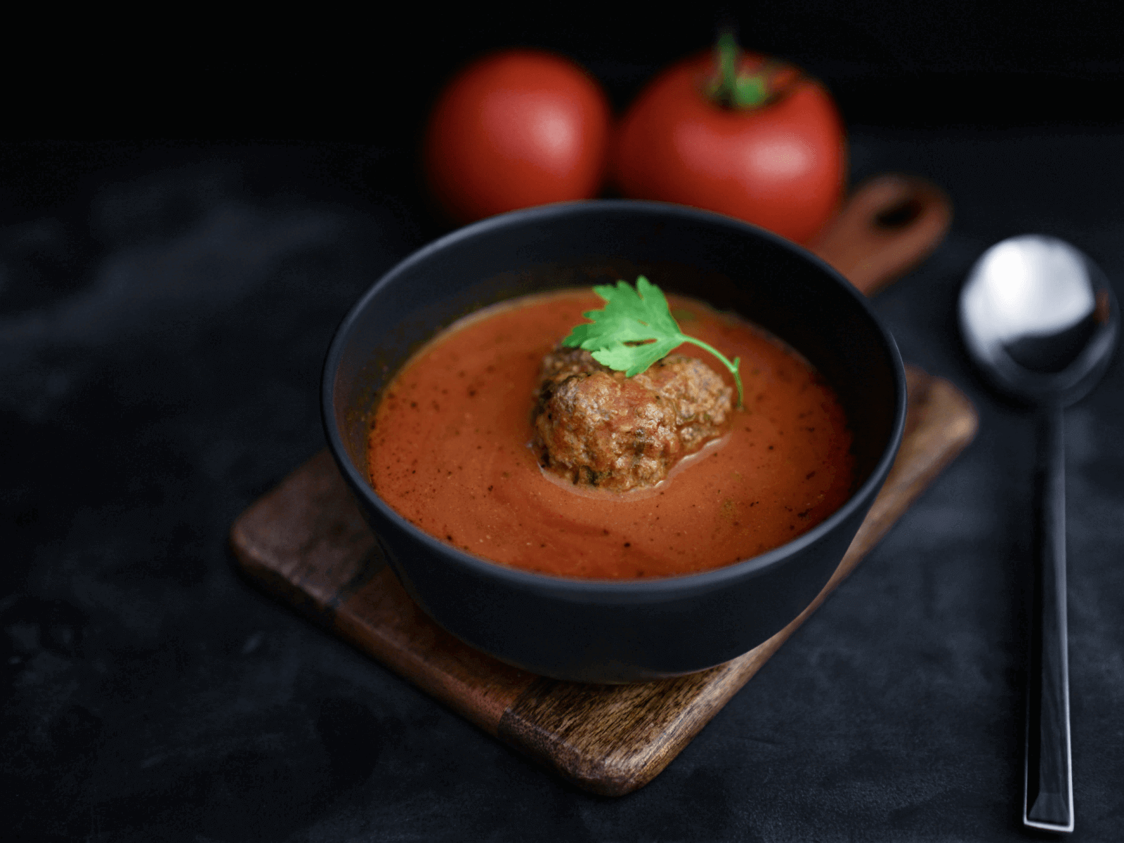 tomato soup on a bowl