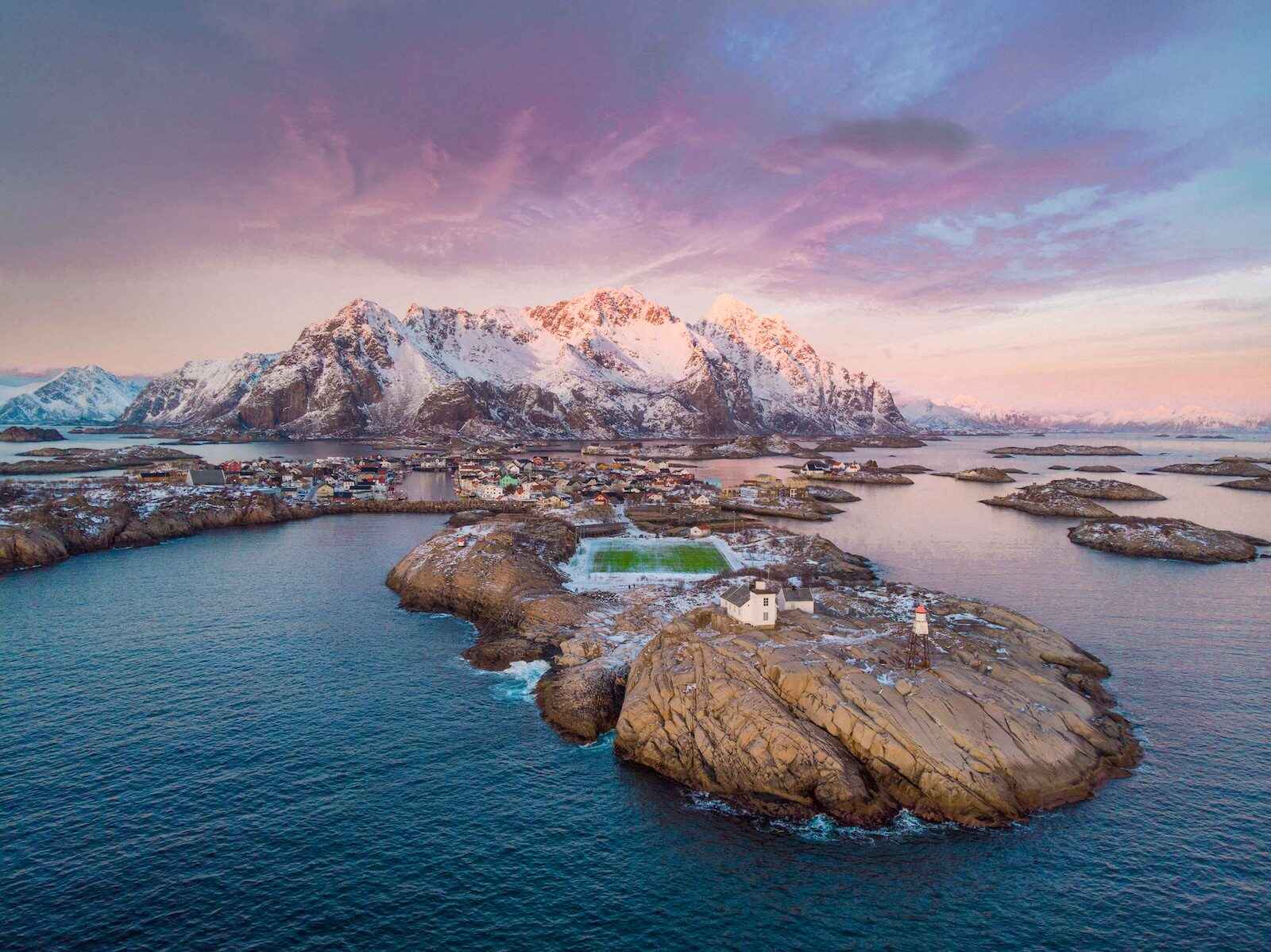 Aerial view of  Henningsvaer, Norway